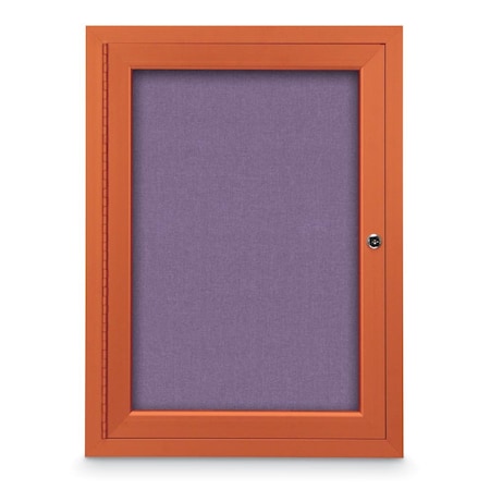 United Visual Products Slim Enclosed Corkboard, 11"x13-1/2", Satin Alum Frame/Amethyst UVEB1113-SATIN-AMETHY